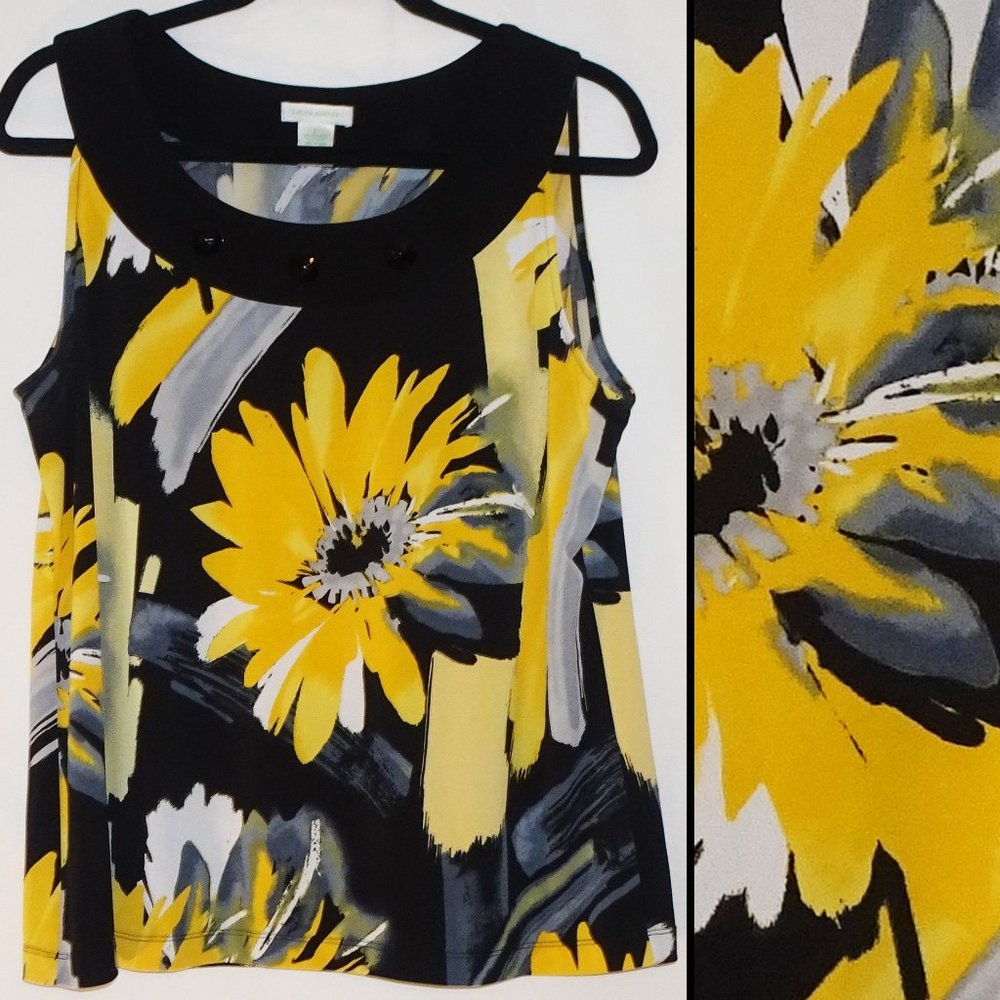 Laura Ashley Black and Gold Tank, Large